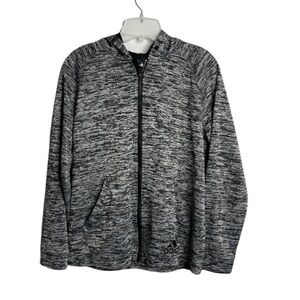 Adidas black and gray full zip women hoodie. Size Large. Two pocket & logo stamp